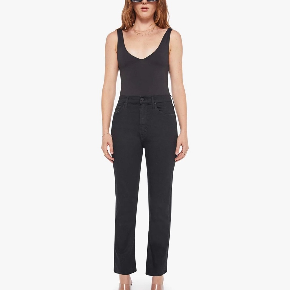 MOTHER High Waisted Ankle Rider- Black Straight Leg Jeans Size 27